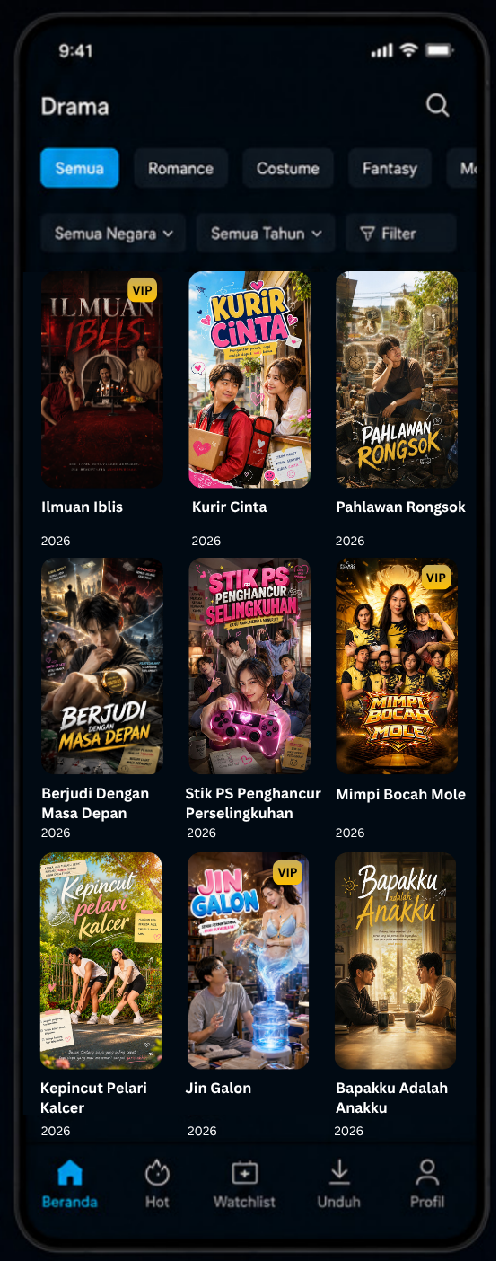 Halaman detail short-drama di Folaplay menampilkan sinopsis, rating, daftar episode, dan pemeran lengkap